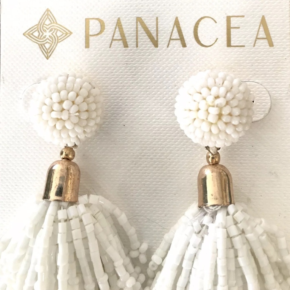 PANACEA White Rachel Zoe Beaded Tassel Dangle Earrings Set | NEW/NWT!!💟💟 - Picture 3 of 7